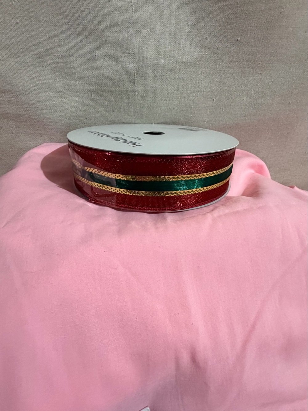 Christmas Holiday Festive Red and Green Decorative wired Ribbon Roll